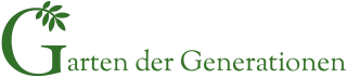 der grüne Buchstabe G, aus dem grüne Blätter wachsen, gefolgt vom Schriftzug "Garten der Generationen" in grün
